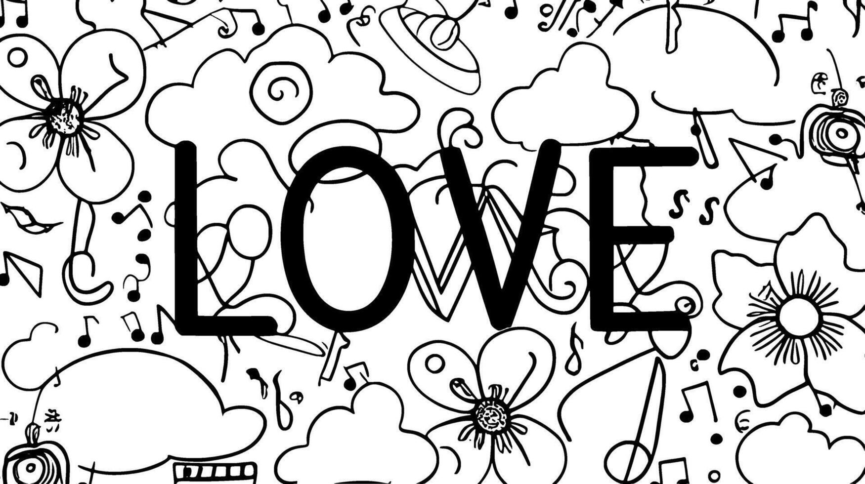 liefde doodles hand- getrokken belettering vector illustratie voor decoratie en ontwerp