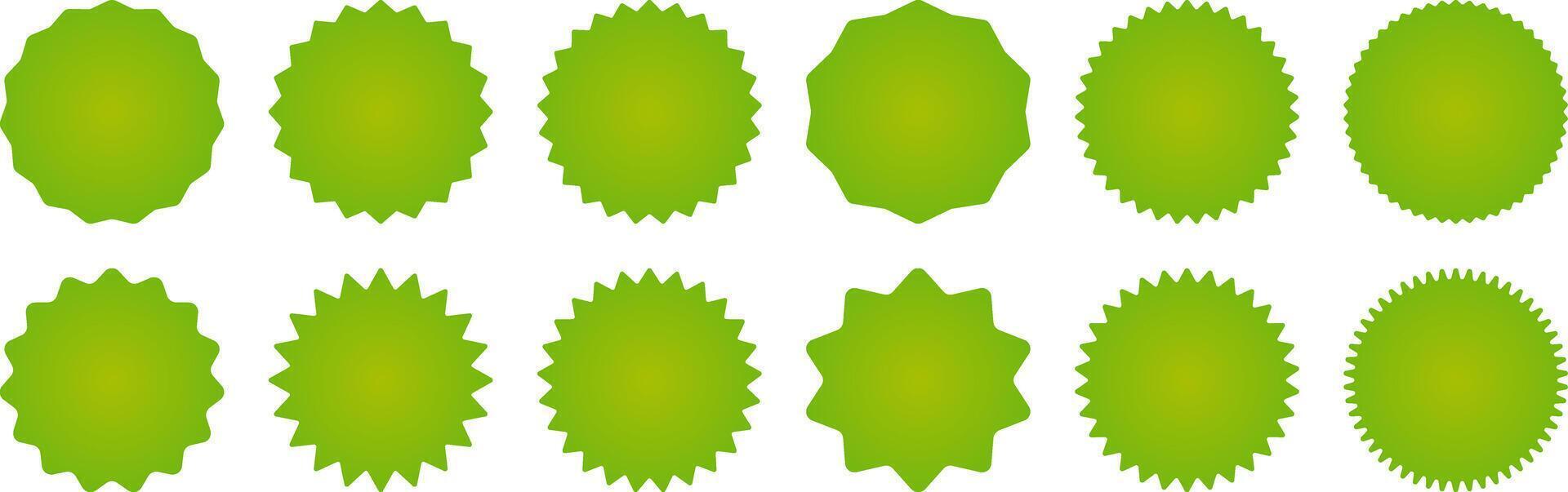 groen starburst sticker reeks icoon. ster stickers, prijs stickers, etiket stickers, kwaliteit merken. geïsoleerd en leeg vector. ontwerp kan worden bewerkt vector