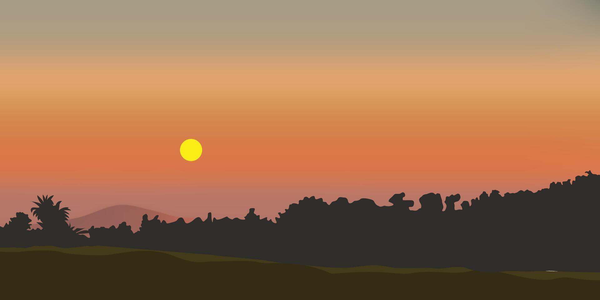 zonsondergang landschap vector voor achtergrond ontwerp element.