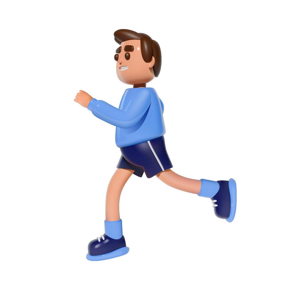 3d vector rennen Mens. mannetje tekenfilm karakter jogging in gewoontjes kleding. deelname in sport- rassen, atletisch wedstrijden. geïsoleerd illustratie.