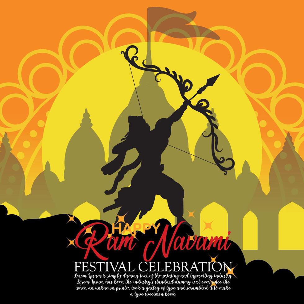 gelukkig RAM navami cultureel banier Hindoe festival verticaal post wensen viering kaart RAM navami viering achtergrond vector