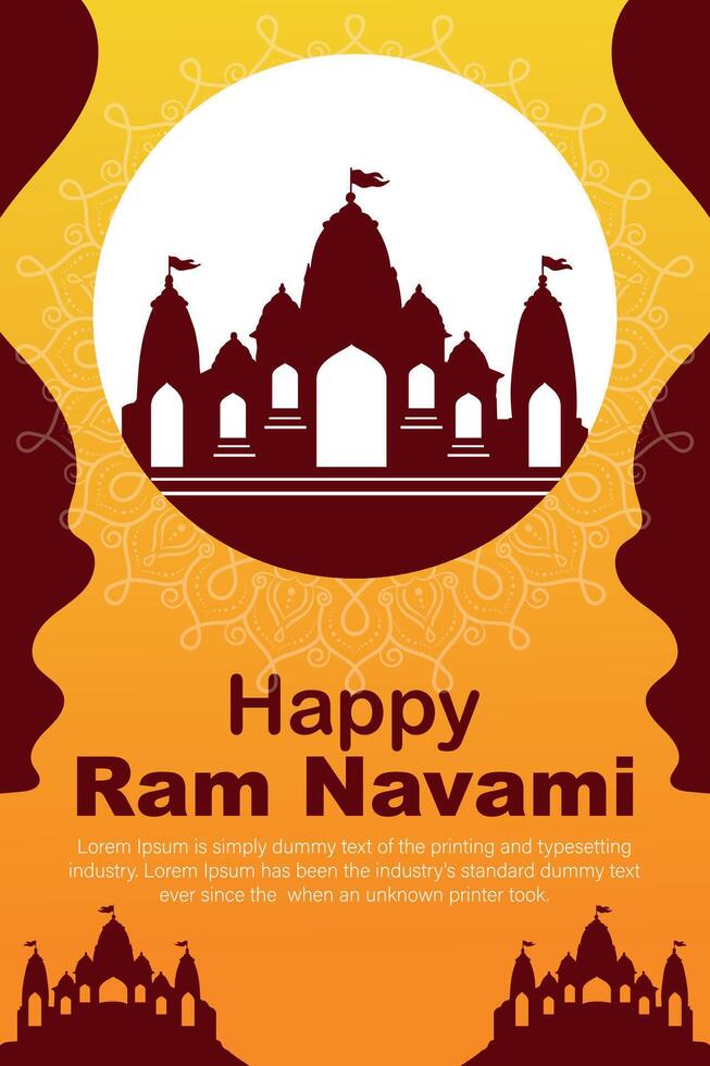 gelukkig RAM navami cultureel banier Hindoe festival verticaal post wensen viering kaart RAM navami viering achtergrond RAM navami groeten geel beige achtergrond Indisch hindoeïsme festival vector