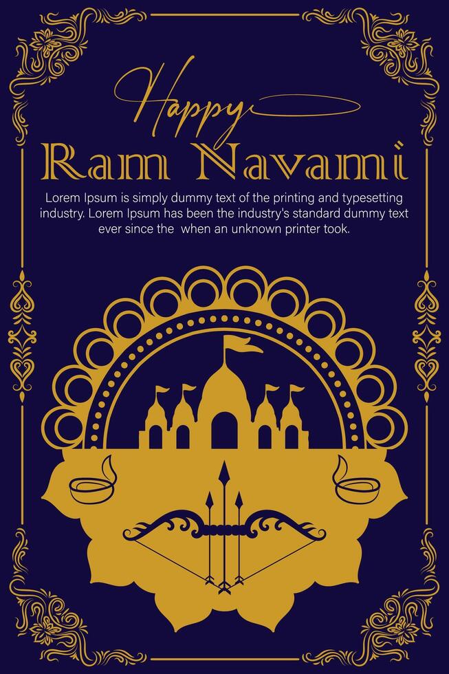 gelukkig RAM navami cultureel banier Hindoe festival verticaal post wensen viering kaart RAM navami viering achtergrond RAM navami groeten geel beige achtergrond Indisch hindoeïsme festival vector