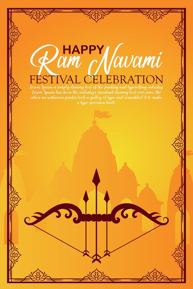 gelukkig RAM navami cultureel banier Hindoe festival verticaal post wensen viering kaart RAM navami viering achtergrond vector