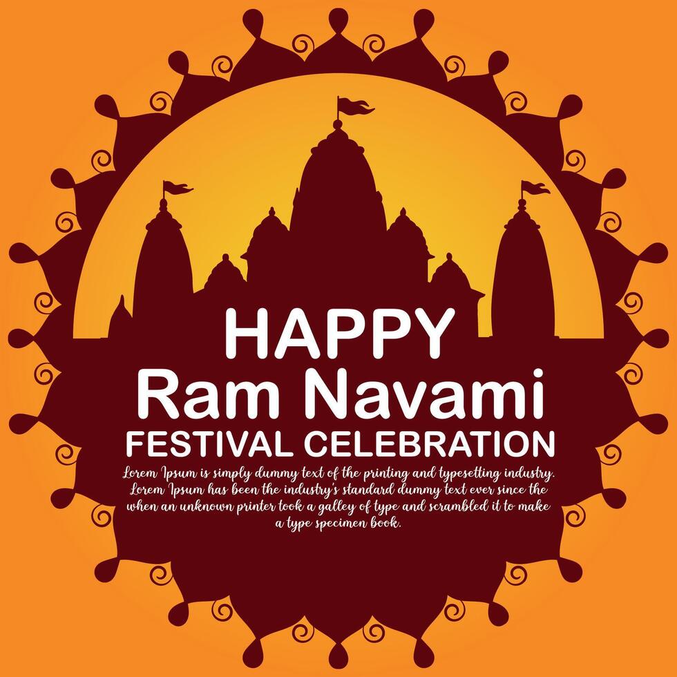 gelukkig RAM navami cultureel banier Hindoe festival verticaal post wensen viering kaart RAM navami viering achtergrond RAM navami groeten geel beige achtergrond Indisch hindoeïsme festival vector