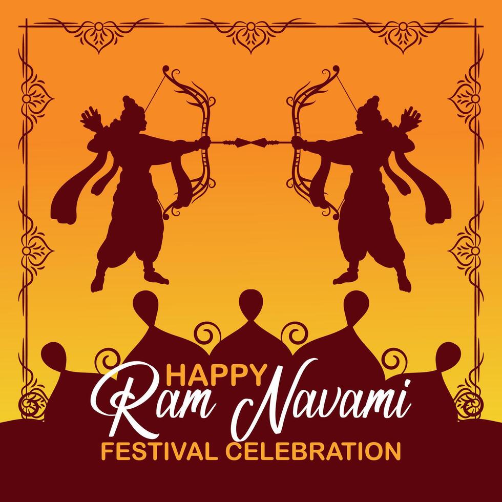 gelukkig RAM navami cultureel banier Hindoe festival verticaal post wensen viering kaart RAM navami viering achtergrond vector