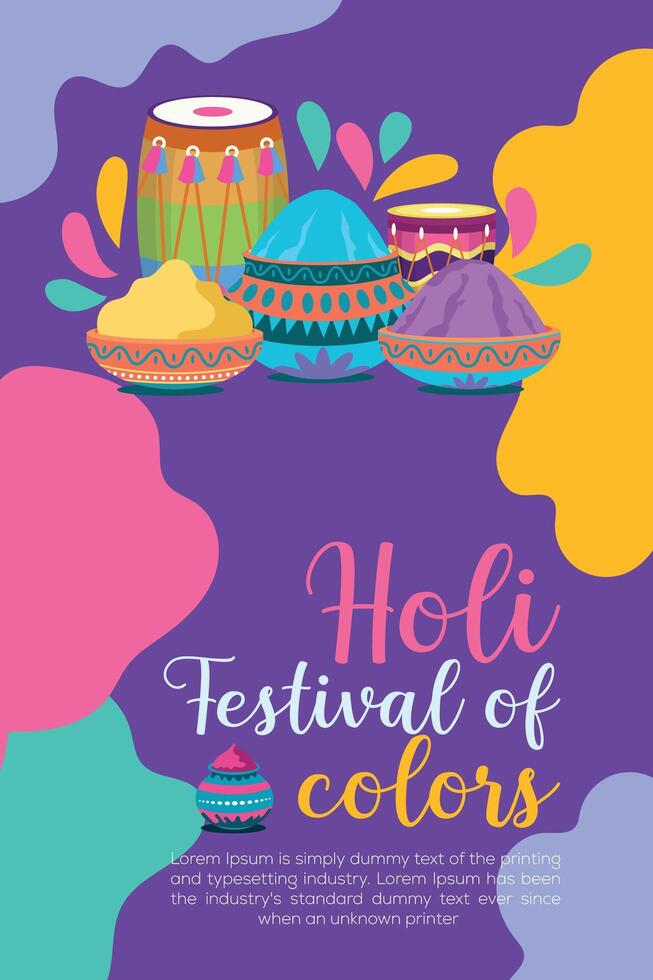 gelukkig holi kleurrijk banier sjabloon Indisch hindoeïsme festival viering, sociaal media poster ontwerp en horizontaal banier sjabloon voor holi festival viering vector