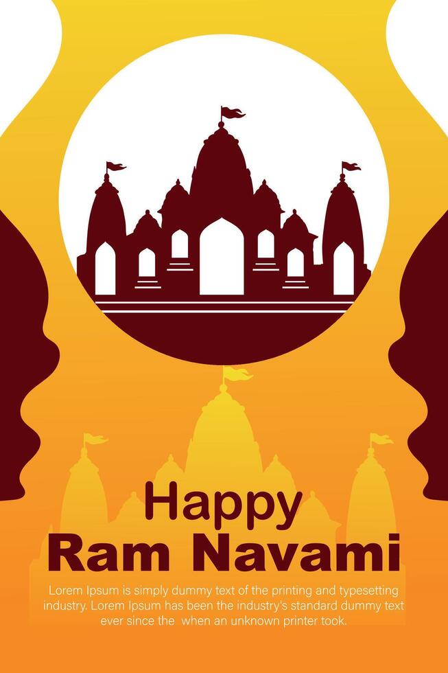 gelukkig RAM navami cultureel banier Hindoe festival verticaal post wensen viering kaart RAM navami viering achtergrond RAM navami groeten geel beige achtergrond Indisch hindoeïsme festival vector