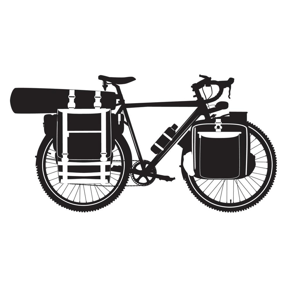 bikepacking toeren fiets silhouet vector