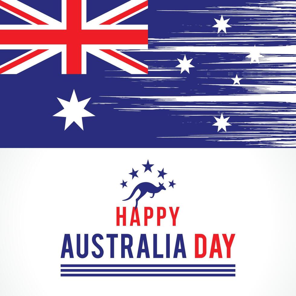 gelukkig Australië dag belettering. schoonschrift met vlag kaart van Australië . vector illustratie