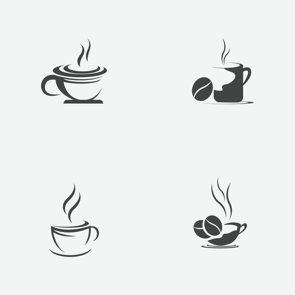 vector illustratie reeks van een kop van zwart koffie Aan een grijs achtergrond