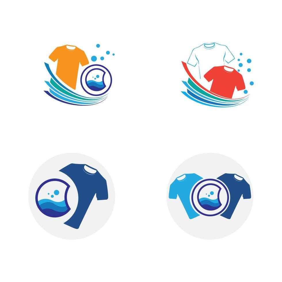 reeks van logo en symbool ontwerp wasserij icoon het wassen machine met bubbels voor bedrijf kleren wassen reinigt modern sjabloon vector