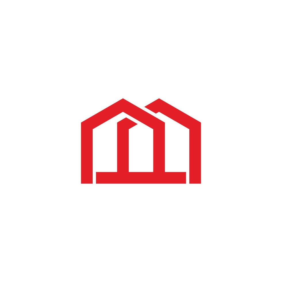brief m huis bouw kader logo vector