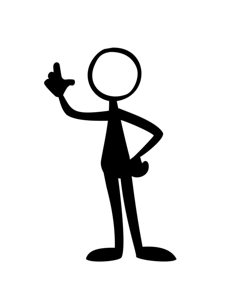 silhouet van een Mens met zijn handen omhoog en wijzend. vector illustratie.