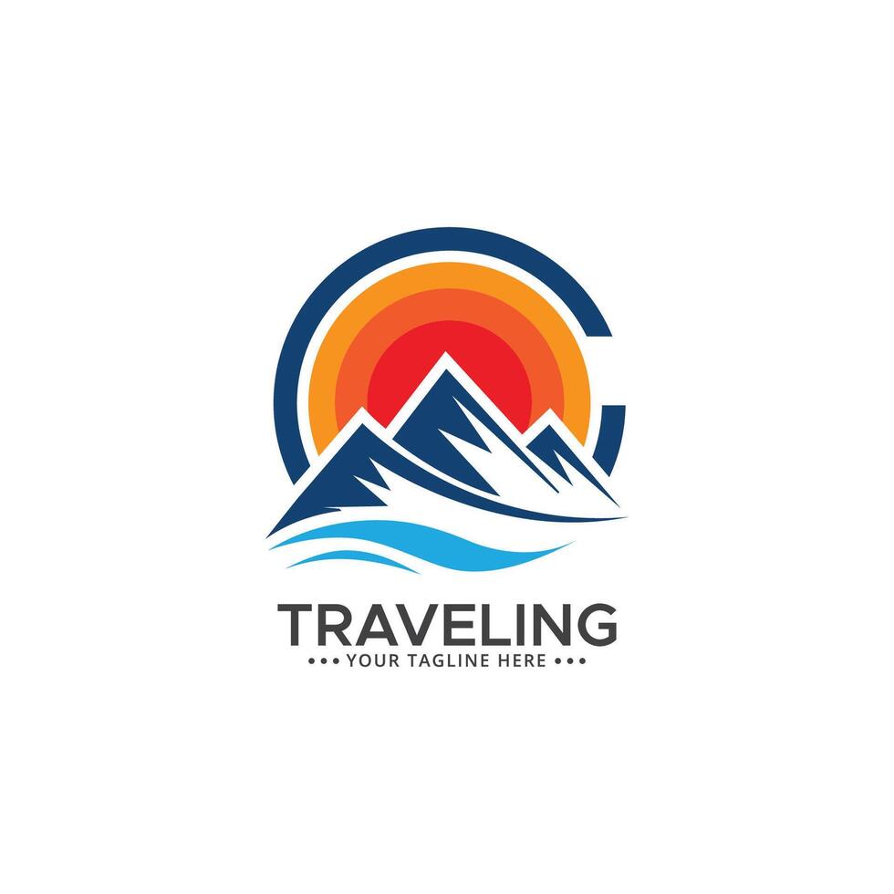 vector vlak met palmen icoon logo van reizen en reizen agentschap vector illustratie