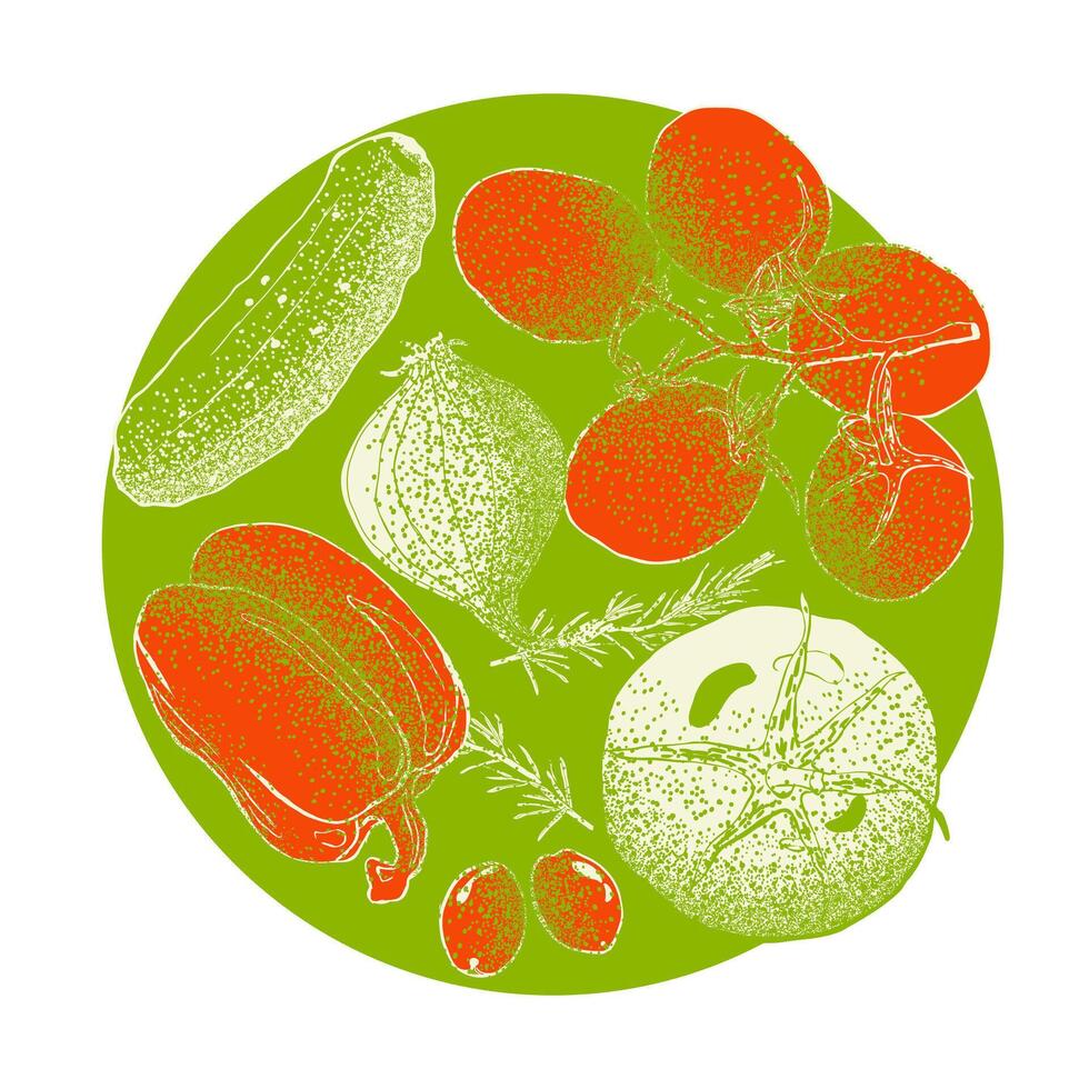 groente illustratie schetsen stijl verstuiven structuur schaduw vector
