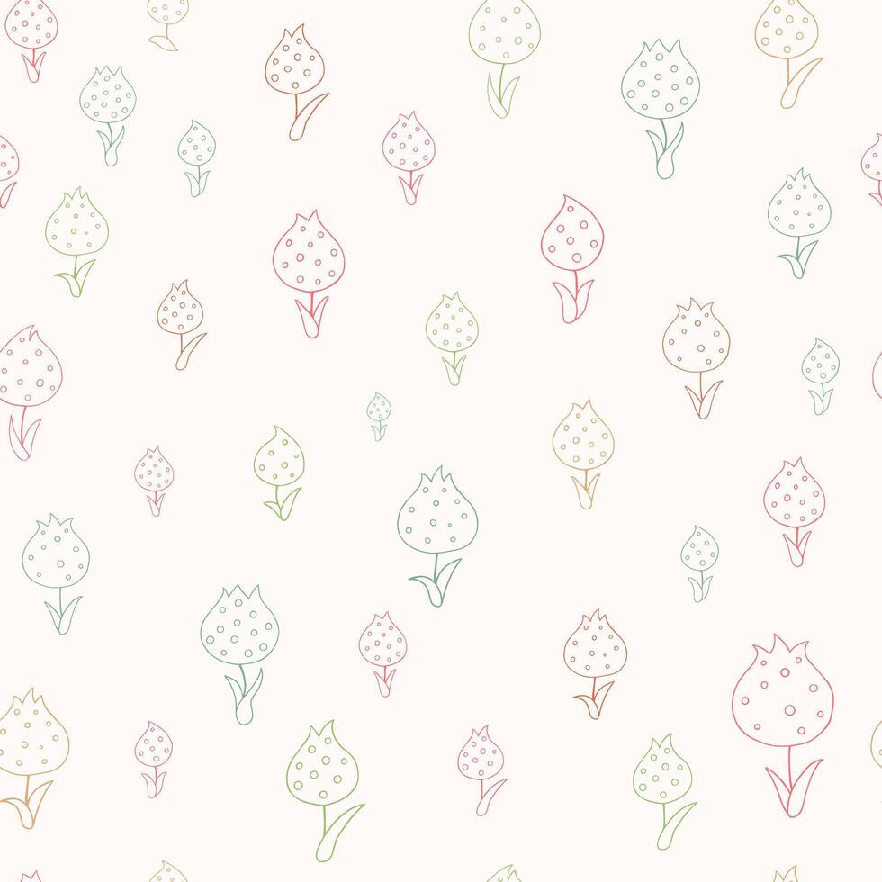 schattig, pastel tulpen patroon. vector naadloos patroon, kan worden gebruikt voor stoffen, behang, web, scrapbooken, kaart.