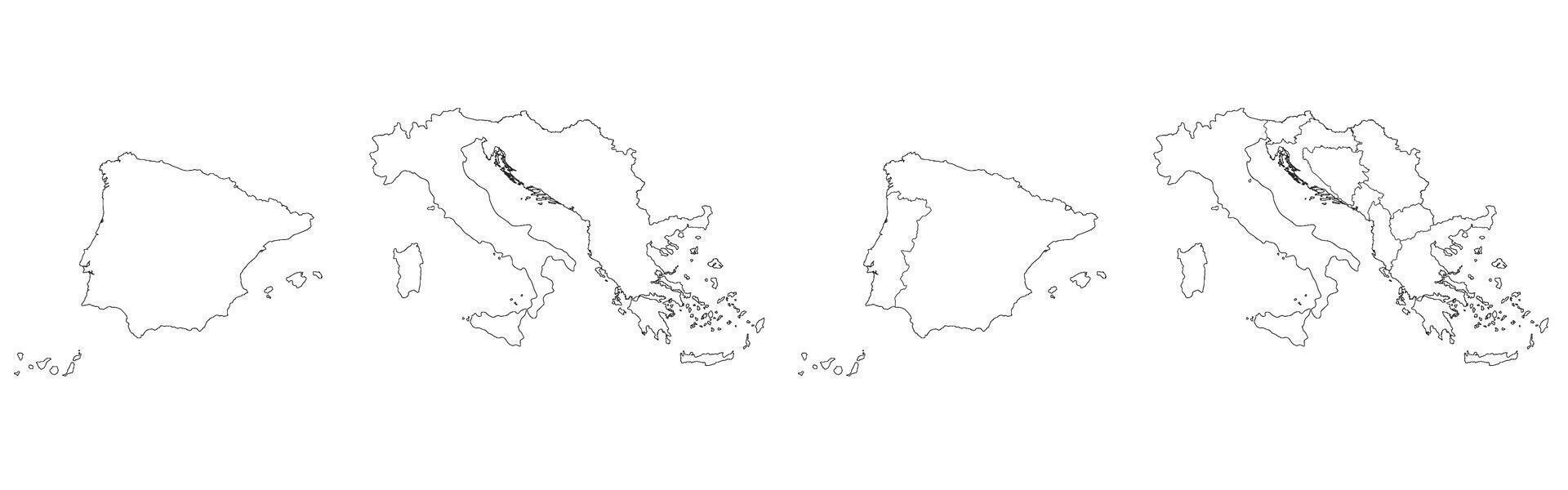 zuidelijk Europa land kaart. kaart van zuidelijk Europa in reeks wit kleur vector