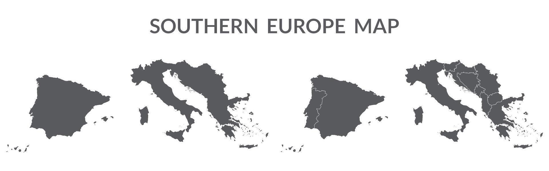 zuidelijk Europa land kaart. kaart van zuidelijk Europa in reeks grijs kleur vector