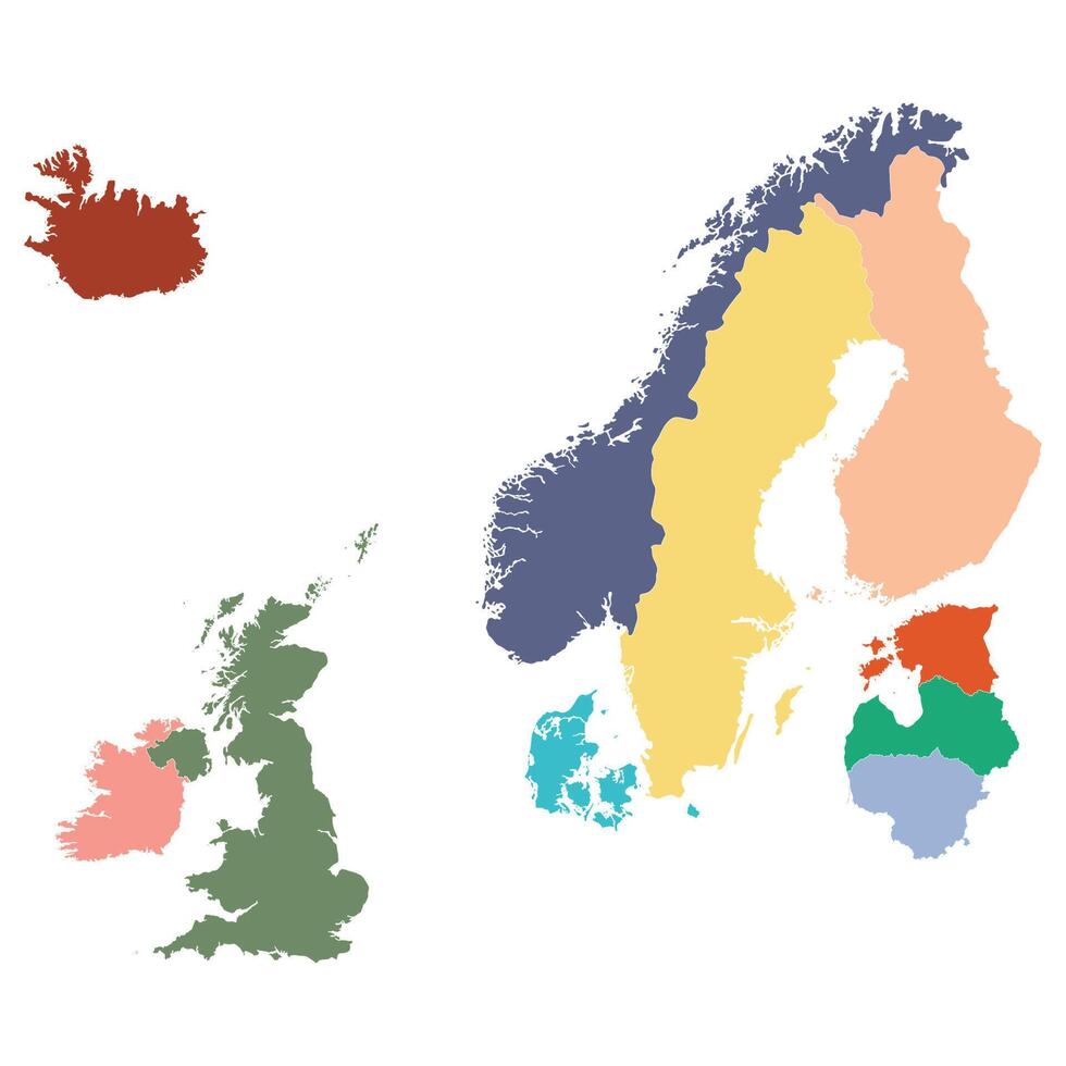 noordelijk Europa land kaart. kaart van noordelijk Europa in veelkleurig. vector
