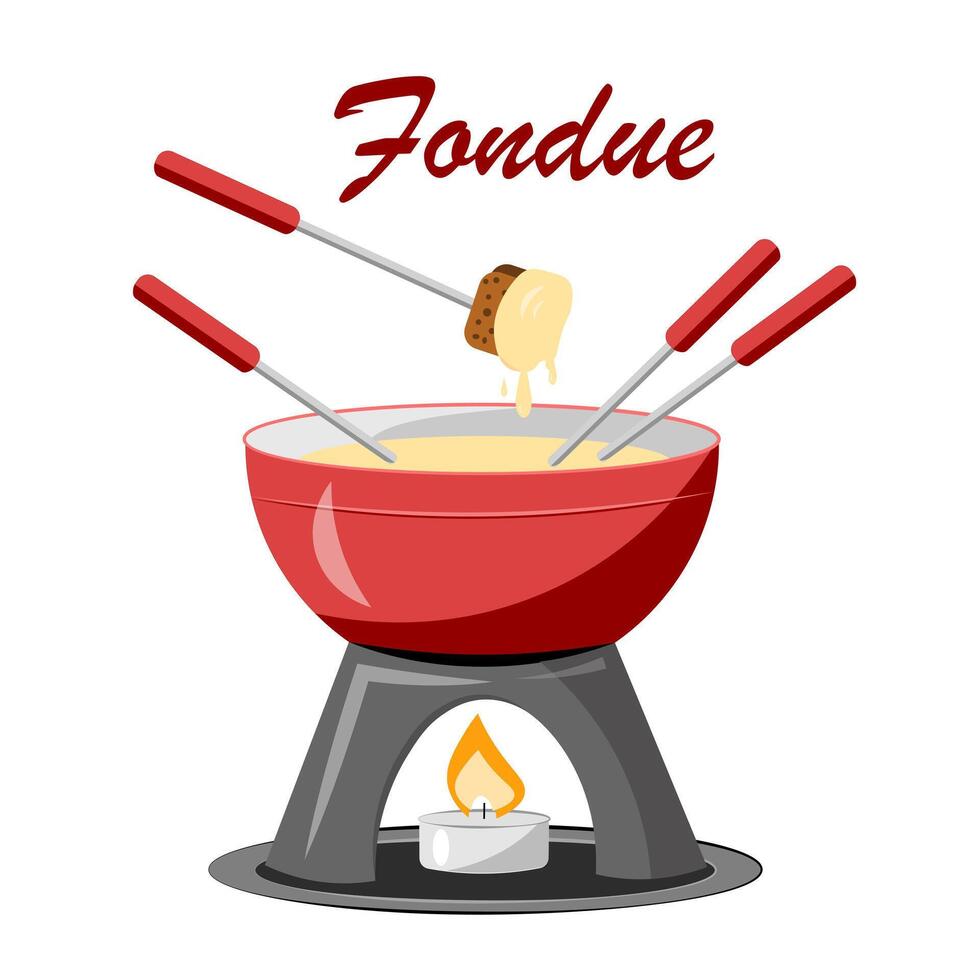 kaas fondue Aan een wit achtergrond vector