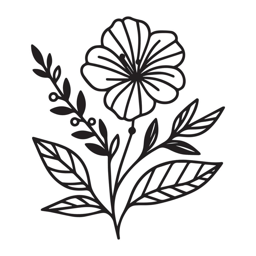 hand- getrokken hand- getrokken kleur bladzijde bloem lijn kunst illustratie wit achtergrond vector
