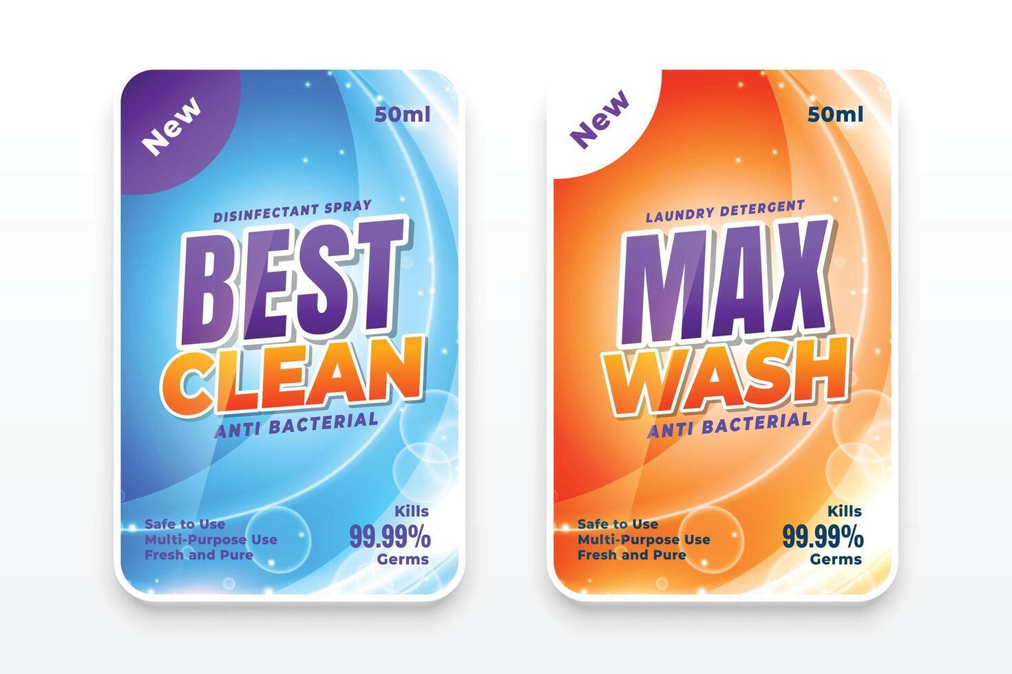 wasserij wasmiddel schoon wassen etiket stickers in twee kleuren vector