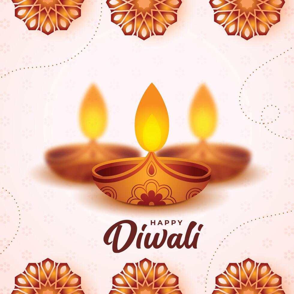 shubh diwali poster achtergrond met geïsoleerd diya en bloemen decoratie vector