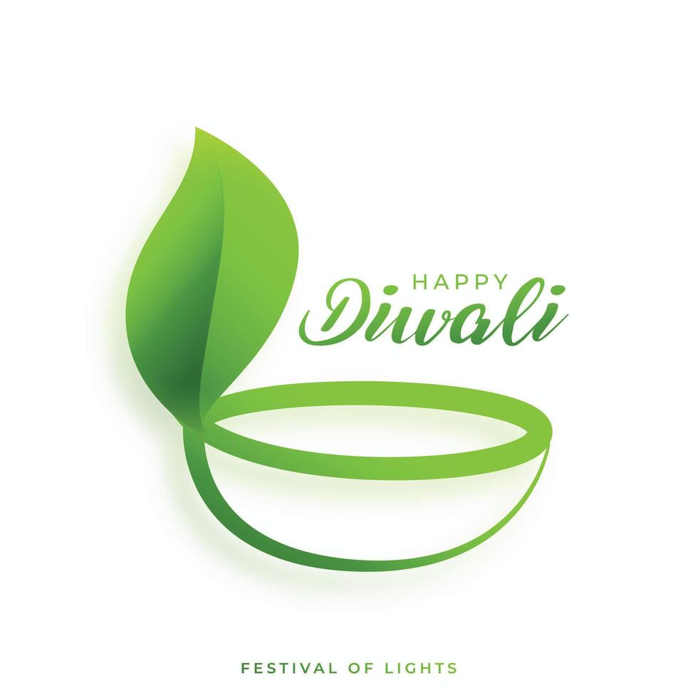 elegant groen diwali festival achtergrond met creatief blad diya vector illustratie