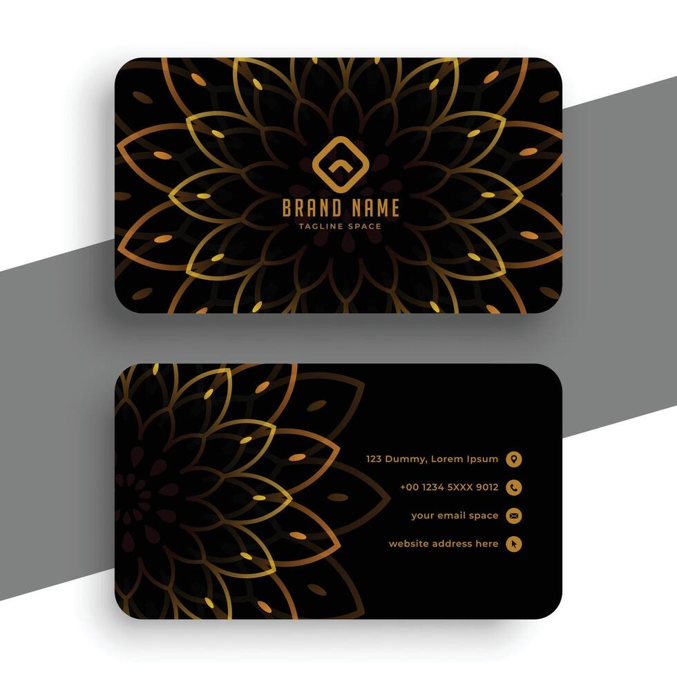 luxe zwart bedrijf kaart met gouden decoratie ontwerp vector