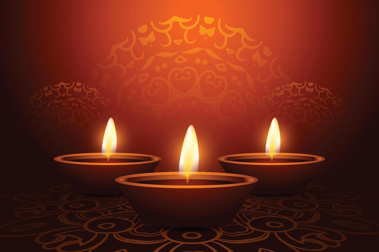 elegant diwali festival sjabloon met lamp Aan rangoli ontwerp vector