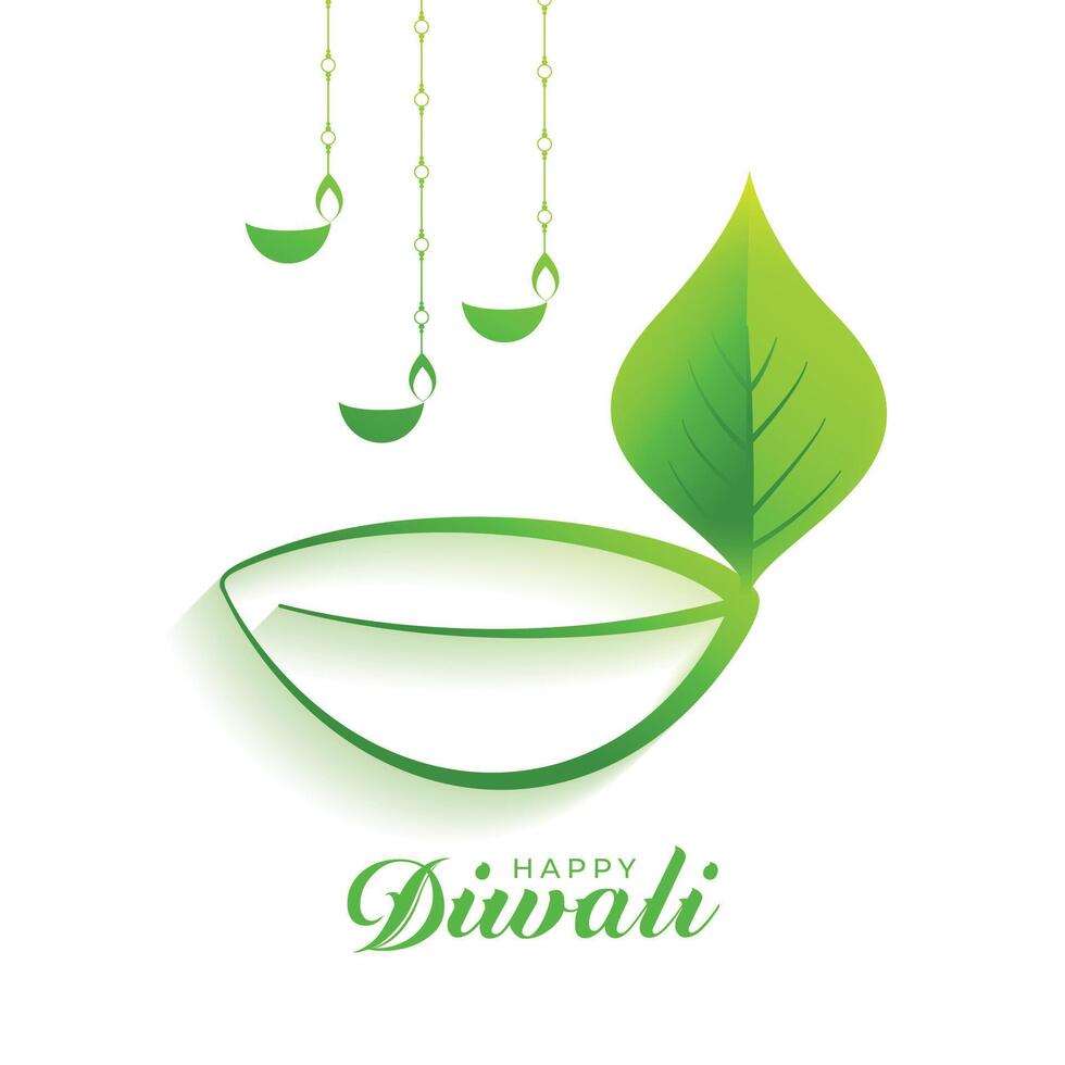 gelukkig diwali creatief groen eco diya ontwerp achtergrond vector