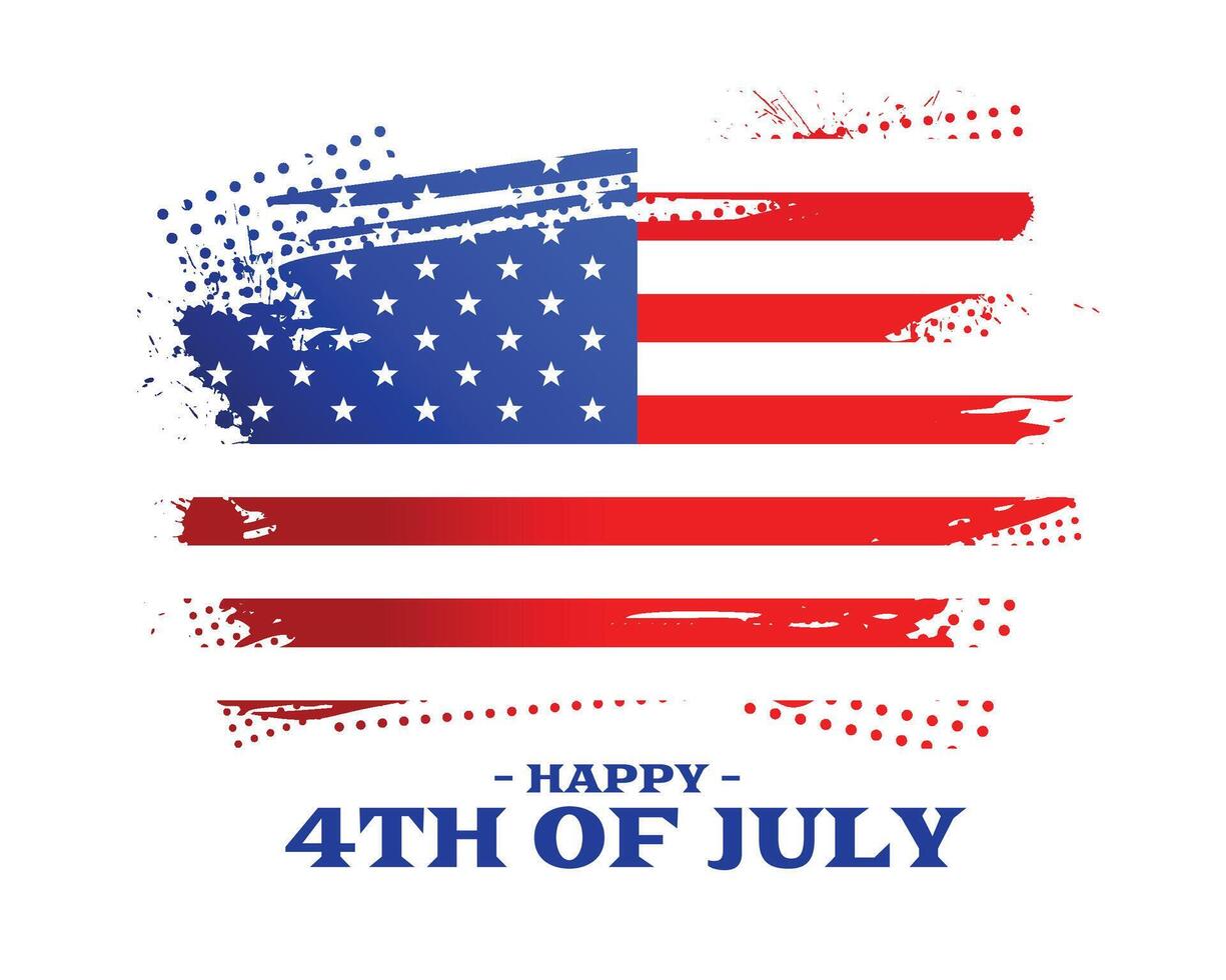 onafhankelijkheid dag 4e van juli Amerikaans vlag in voor de helft toon en grunge stijl vector