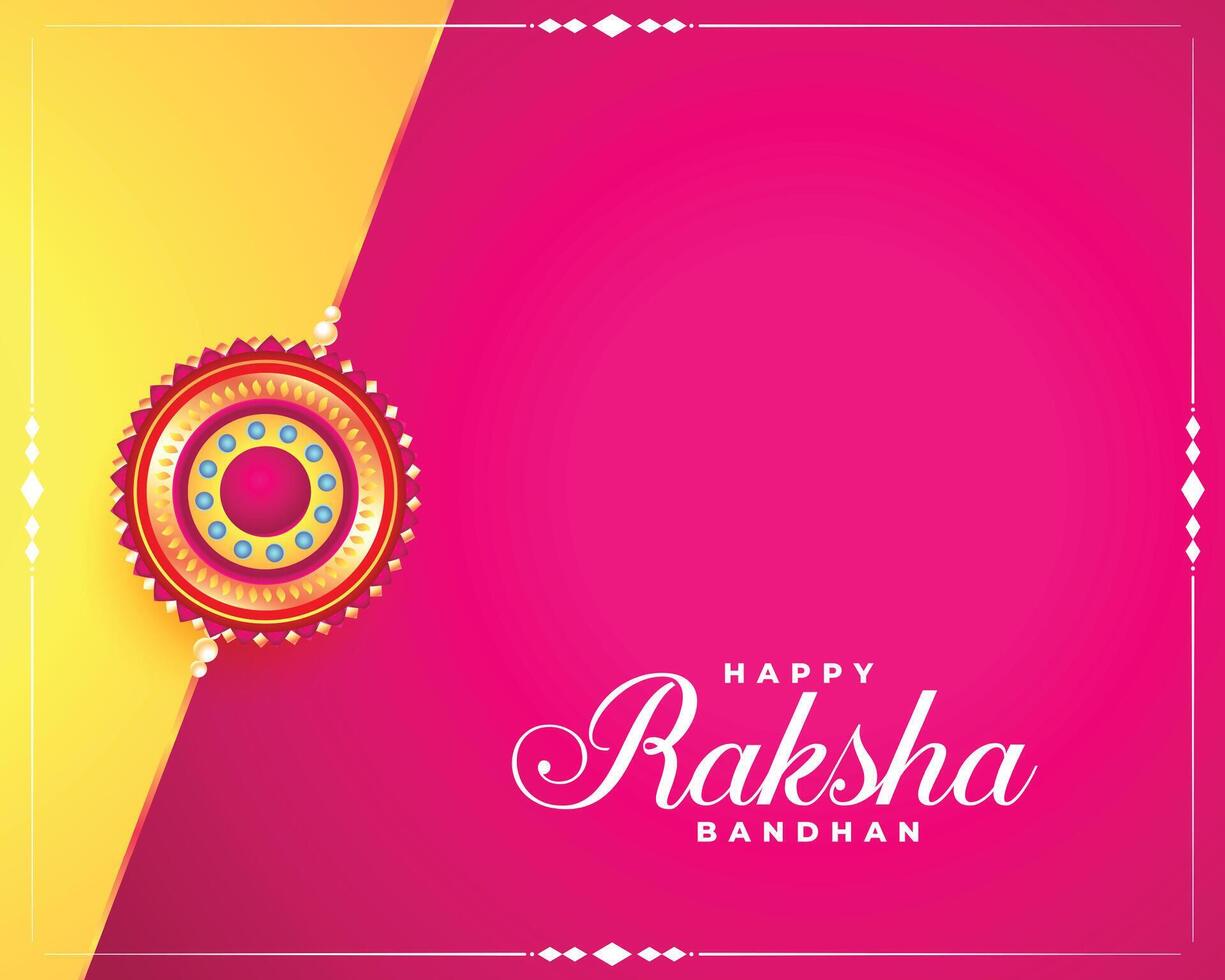 gelukkig raksha bandhan festival kaart in geel roze kleuren achtergrond vector