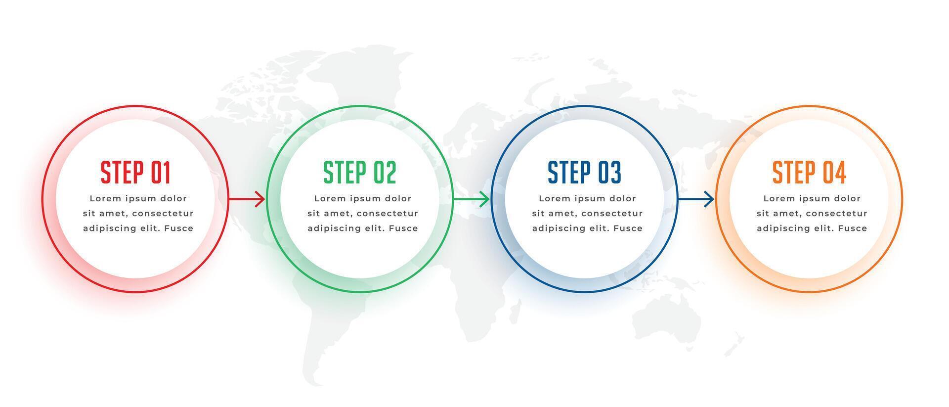 vier stappen circulaire infographic sjabloon in kleuren vector