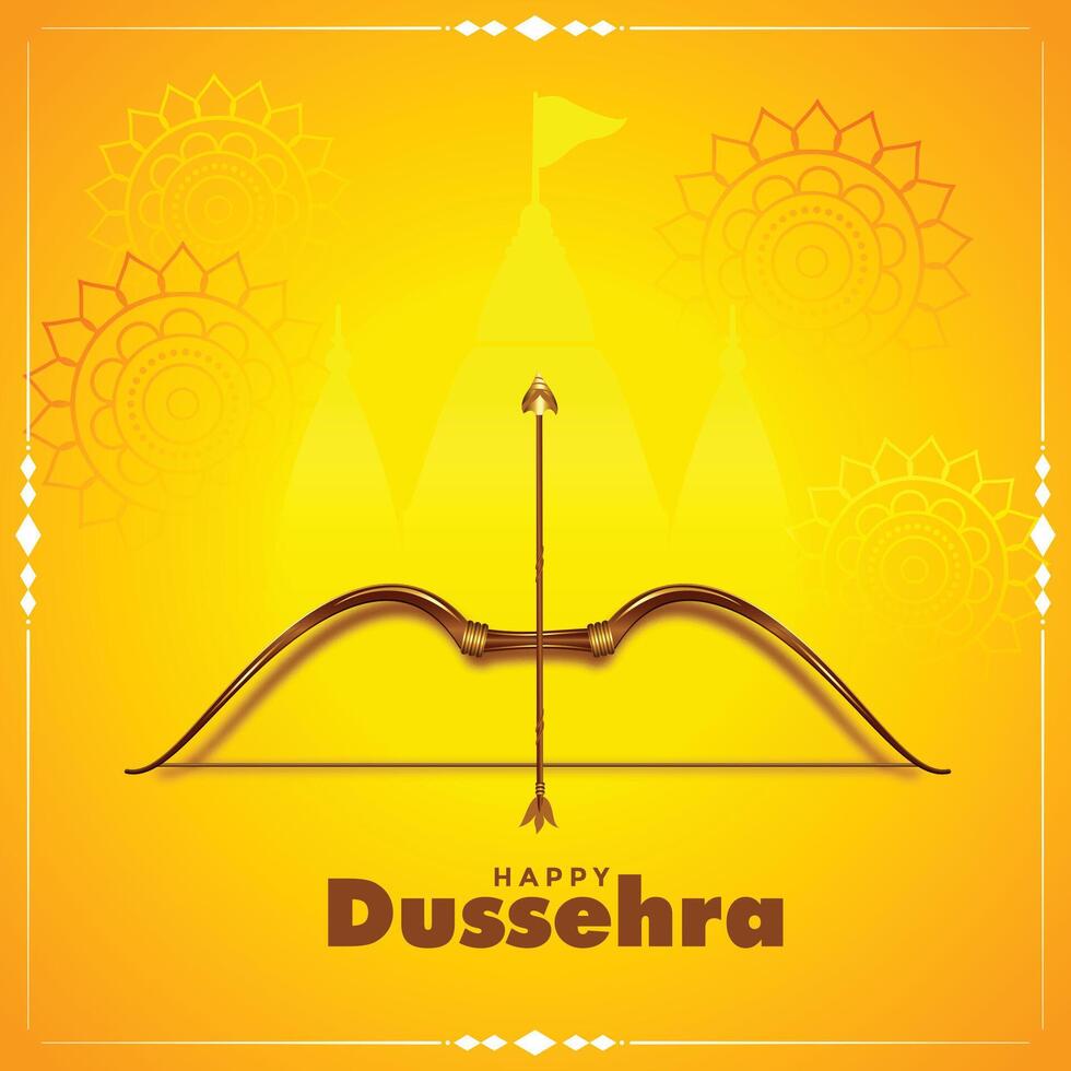 gelukkig dussehra geel festival wensen kaart ontwerp vector