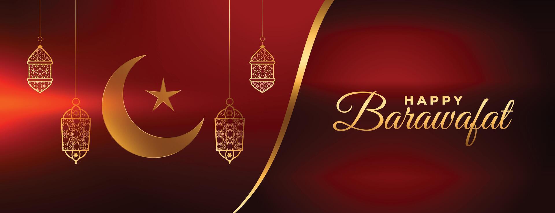 gelukkig barawafat glimmend Islamitisch rood banier ontwerp vector