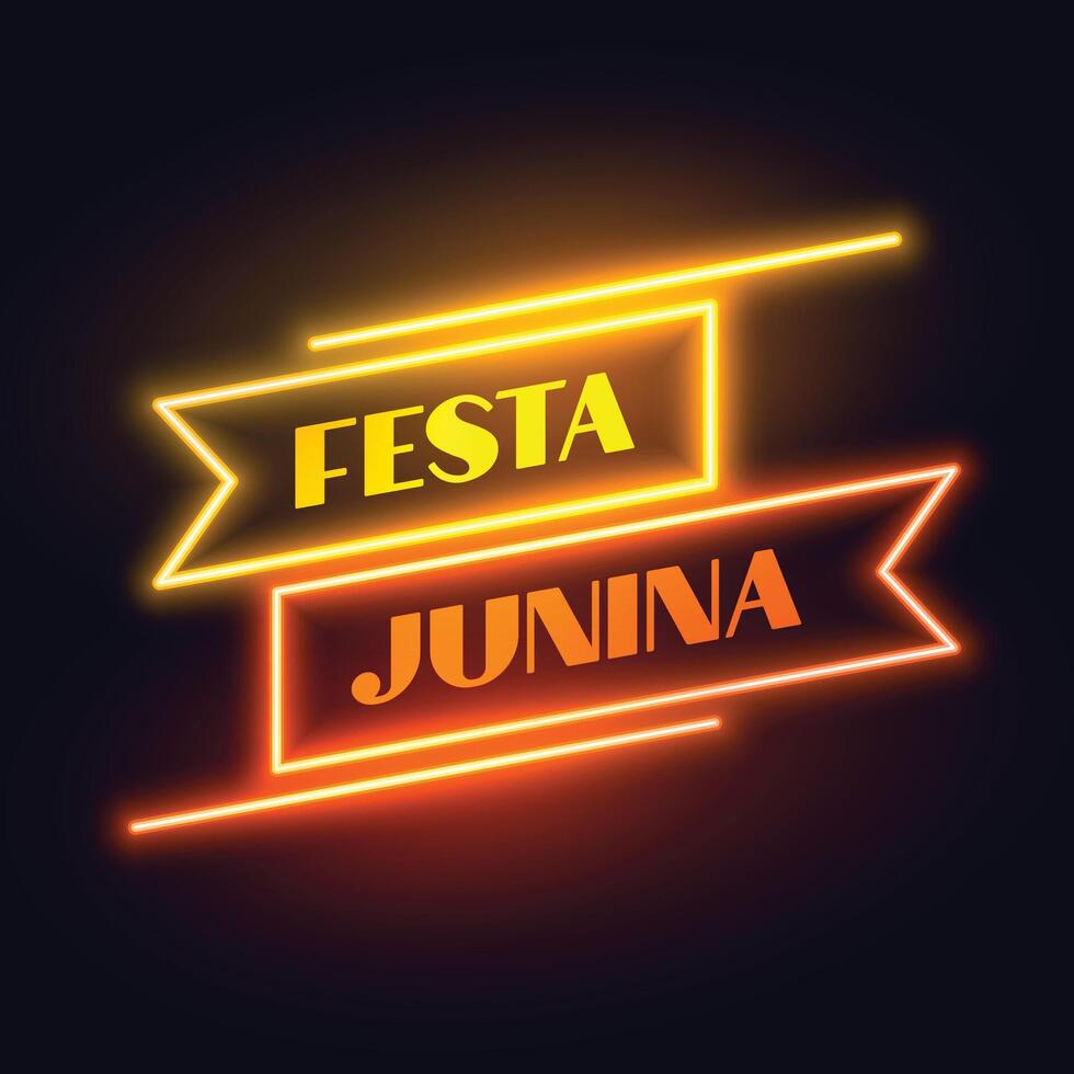 neon lint stijl festa Junina glimmend poster ontwerp vector