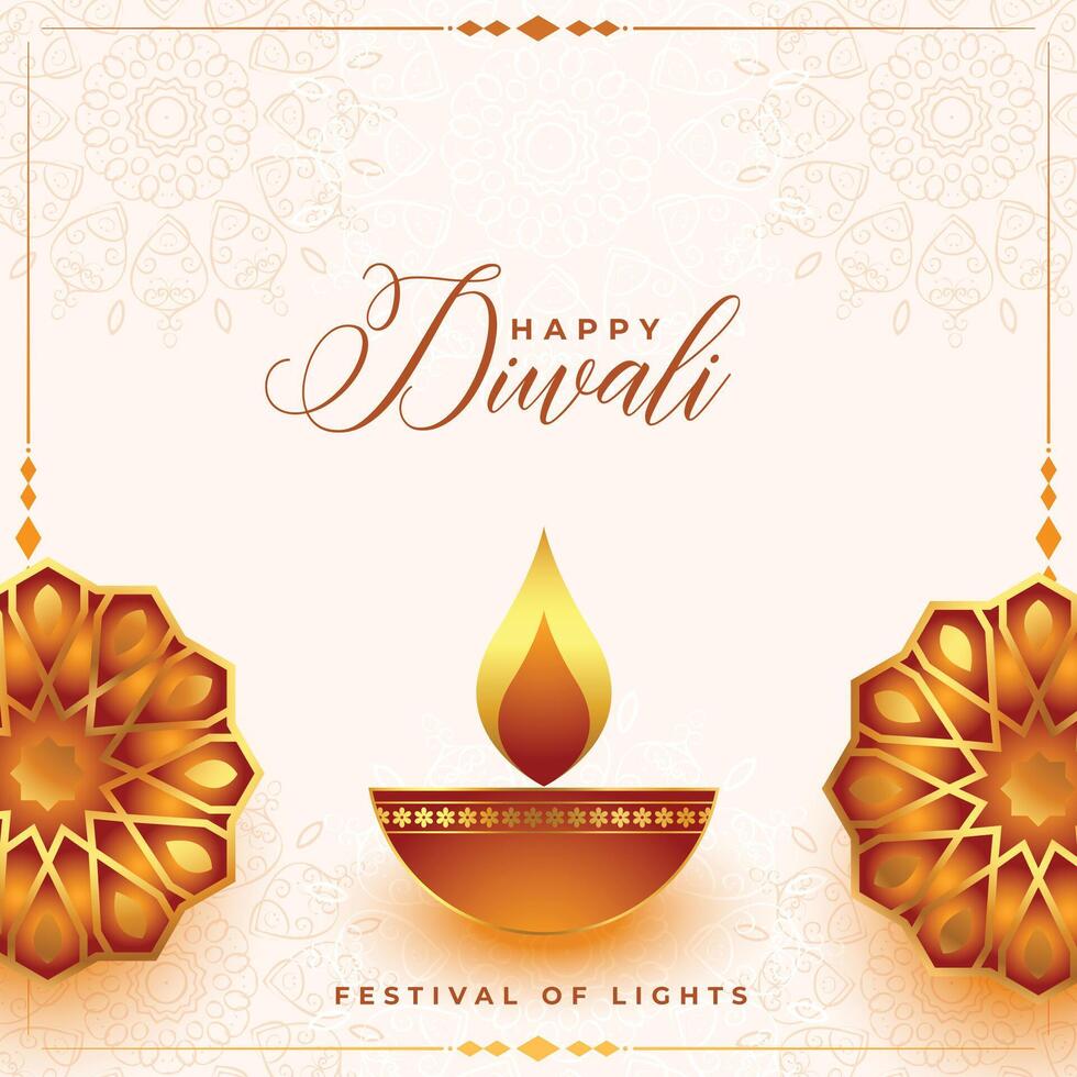 elegant deepavali festival banier met gloeiend diya en bloemen ontwerp vector illustratie