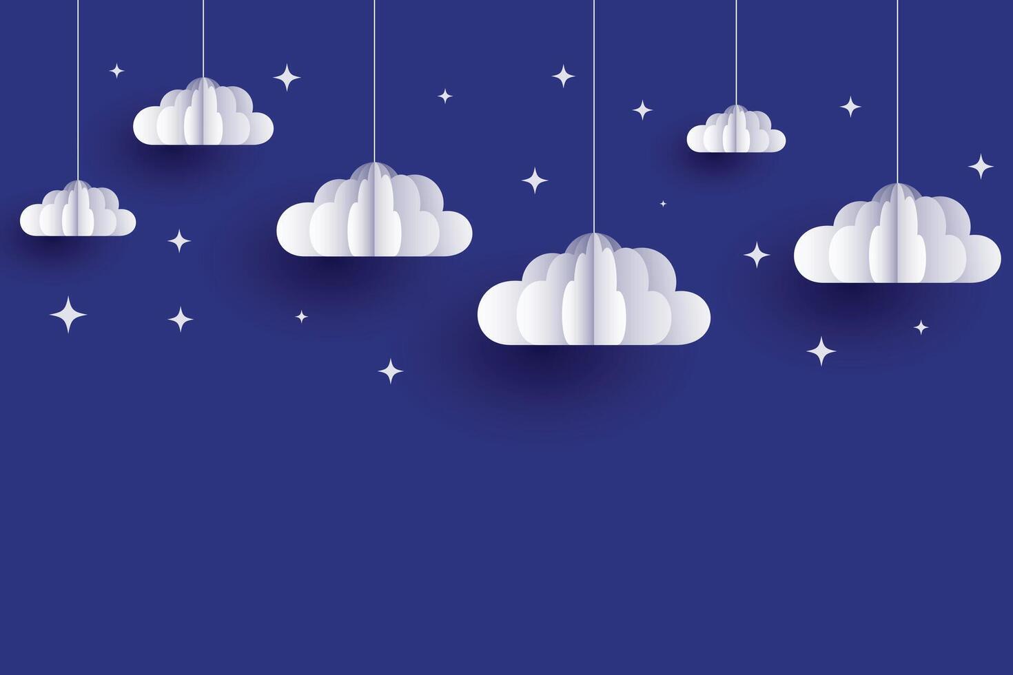 wolken en sterren achtergrond in papercut stijl vector