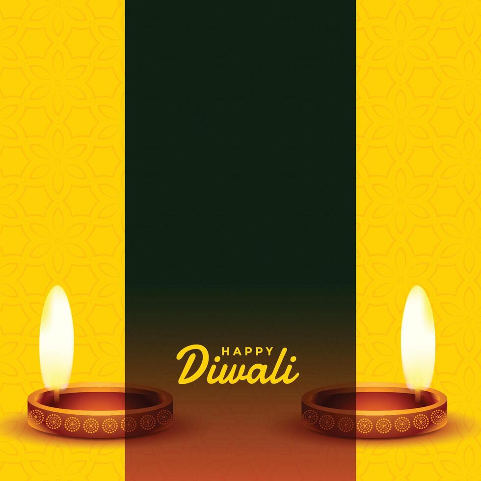 gelukkig diwali geel kaart met tekst ruimte vector