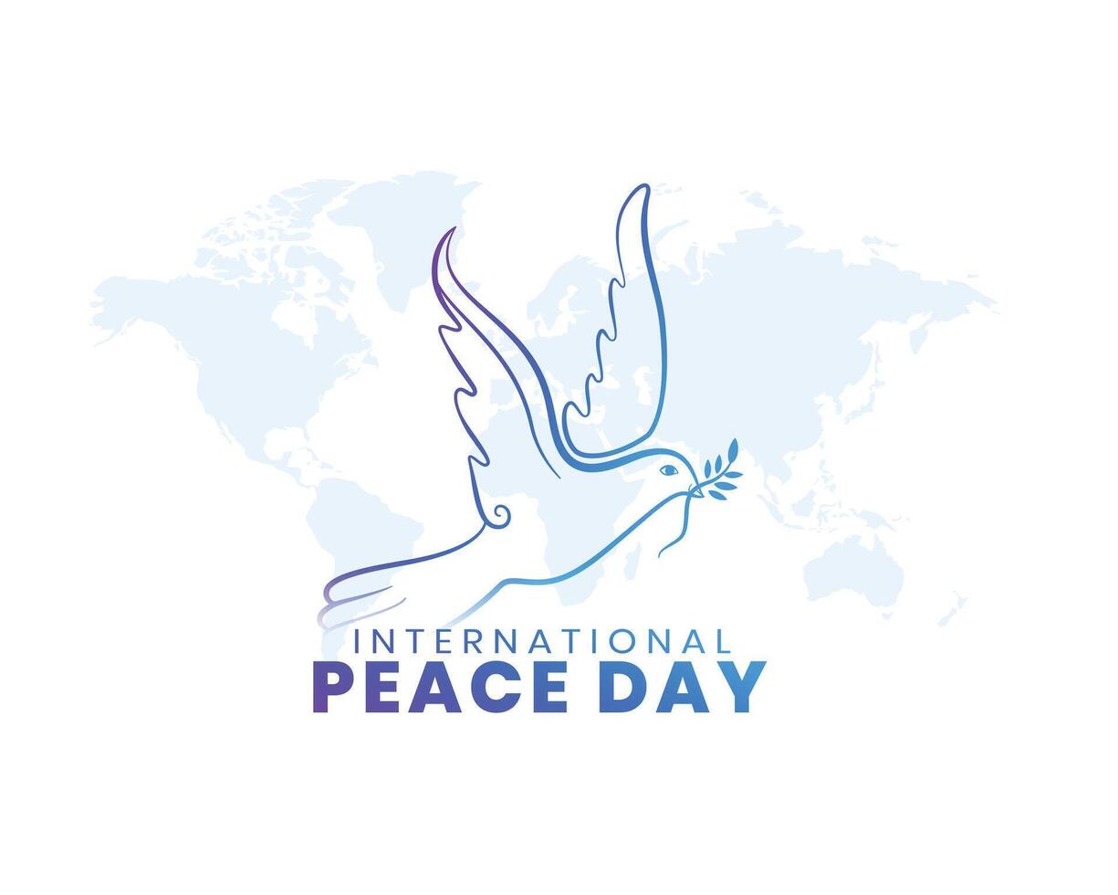 hand- getrokken vrede dag sjabloon met duif ontwerp vector illustratie