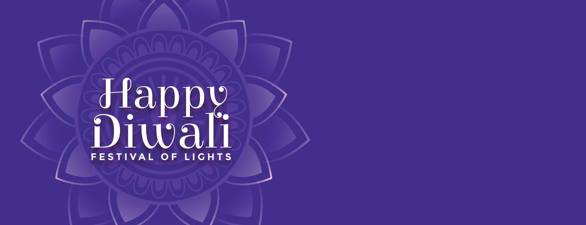 gelukkig diwali Purper banier met mandala decoratie vector