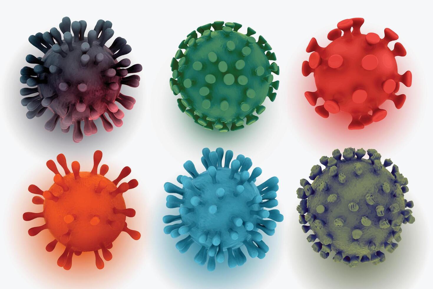 realistisch 3d coronavirus cellen verzameling van zes vector