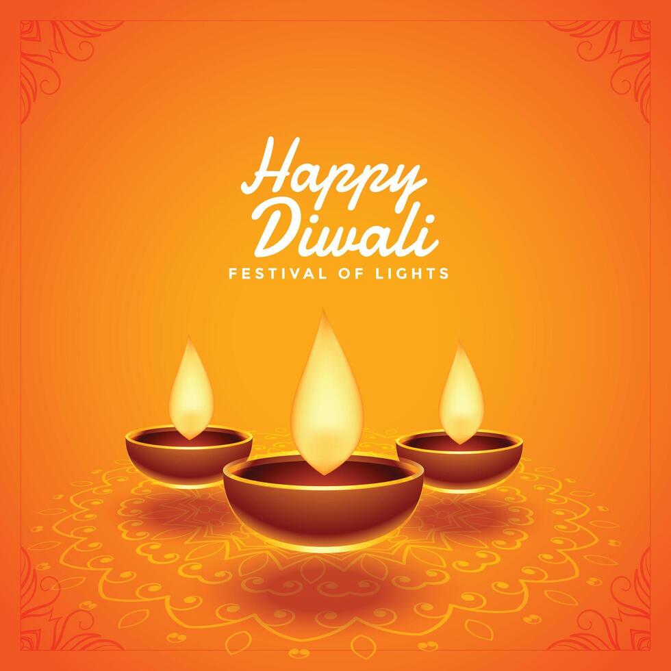 gelukkig diwali festival mooi diya achtergrond ontwerp vector