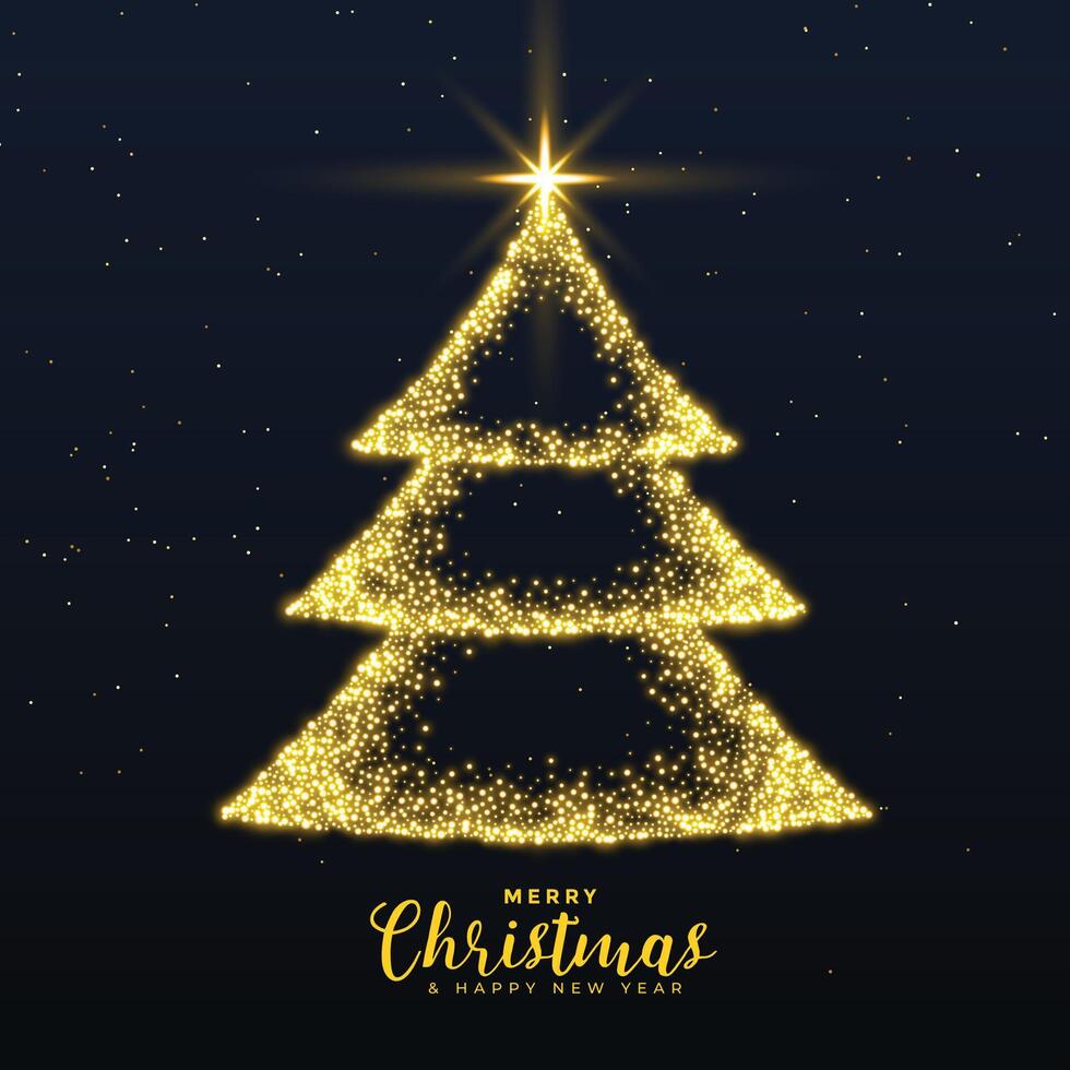 vrolijk Kerstmis creatief boom met gouden sparkles achtergrond vector