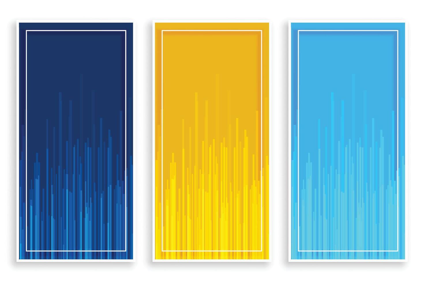 blauw geel verticaal banners met lijnen reeks vector