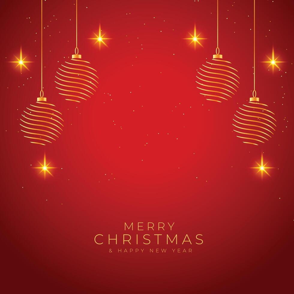 vrolijk Kerstmis glimmend rood en gouden achtergrond ontwerp vector