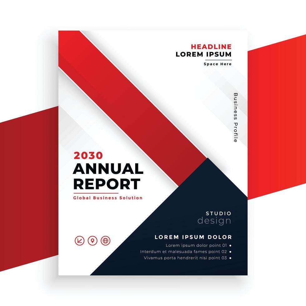 meetkundig rood kleur jaar- verslag doen van bedrijf brochure ontwerp vector