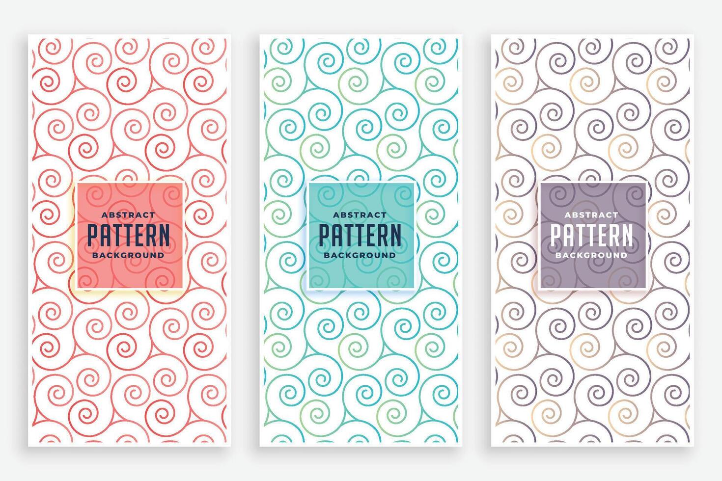 swirly patronen reeks van drie kleuren ontwerp vector